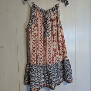 Floral and Geometric Print Dress